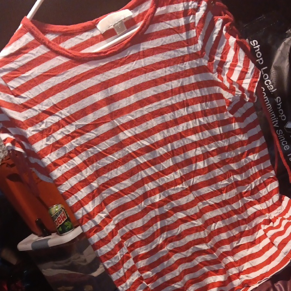 Michael Kors Red and White Striped Tee